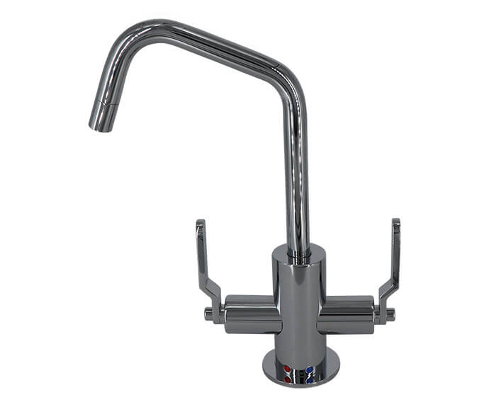 Hot & Cold Water Faucet with Contemporary Round Body & Industrial Lever Handles (120° Spout)