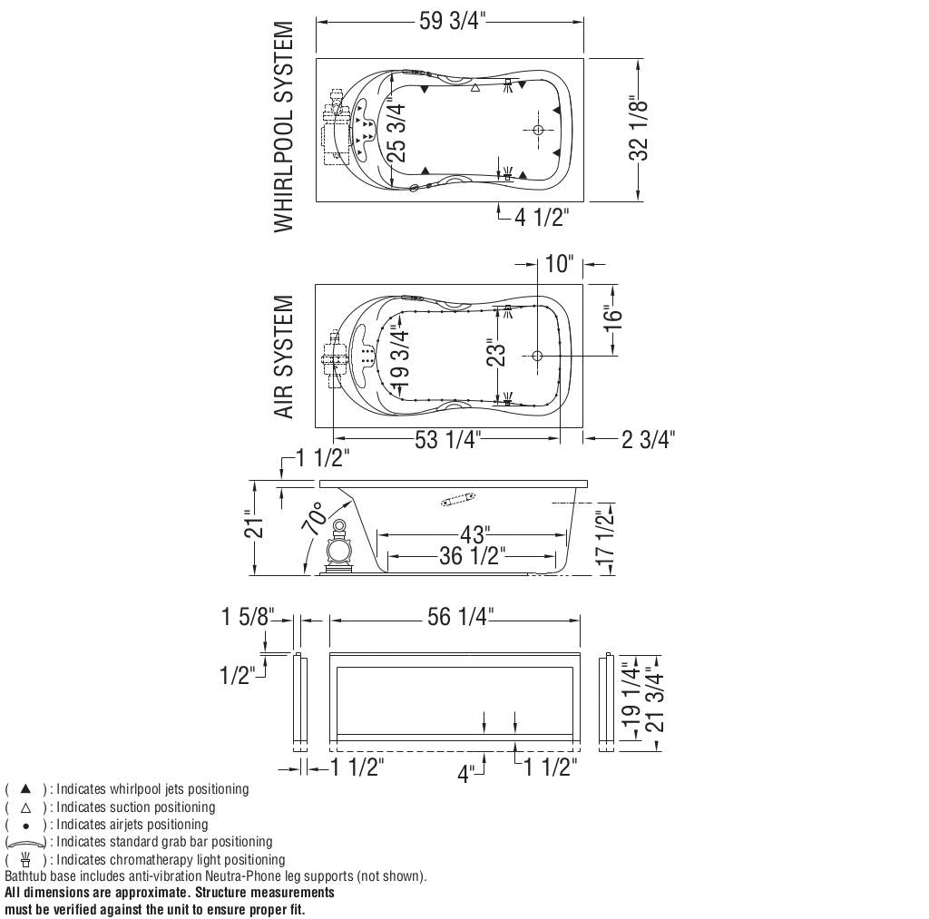 Topaz 6032 Acrylic Alcove End Drain Bathtub in White
