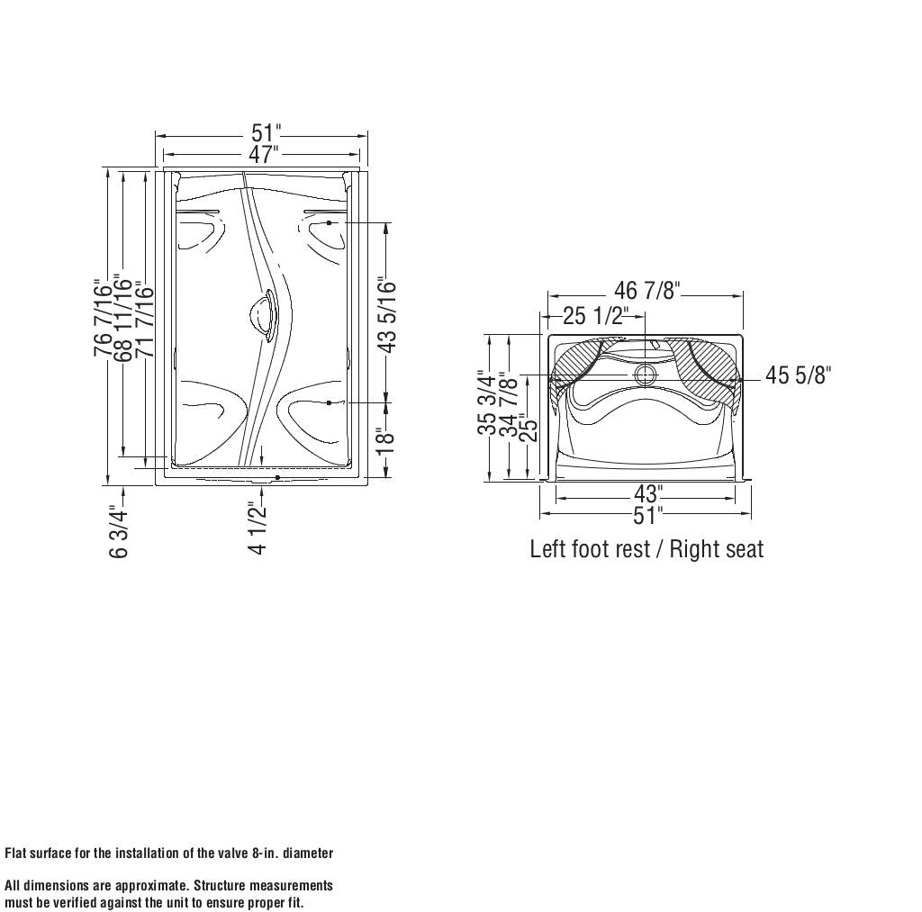 Stamina 48-II 51 x 36 Acrylic Alcove Center Drain One-Piece Shower in White