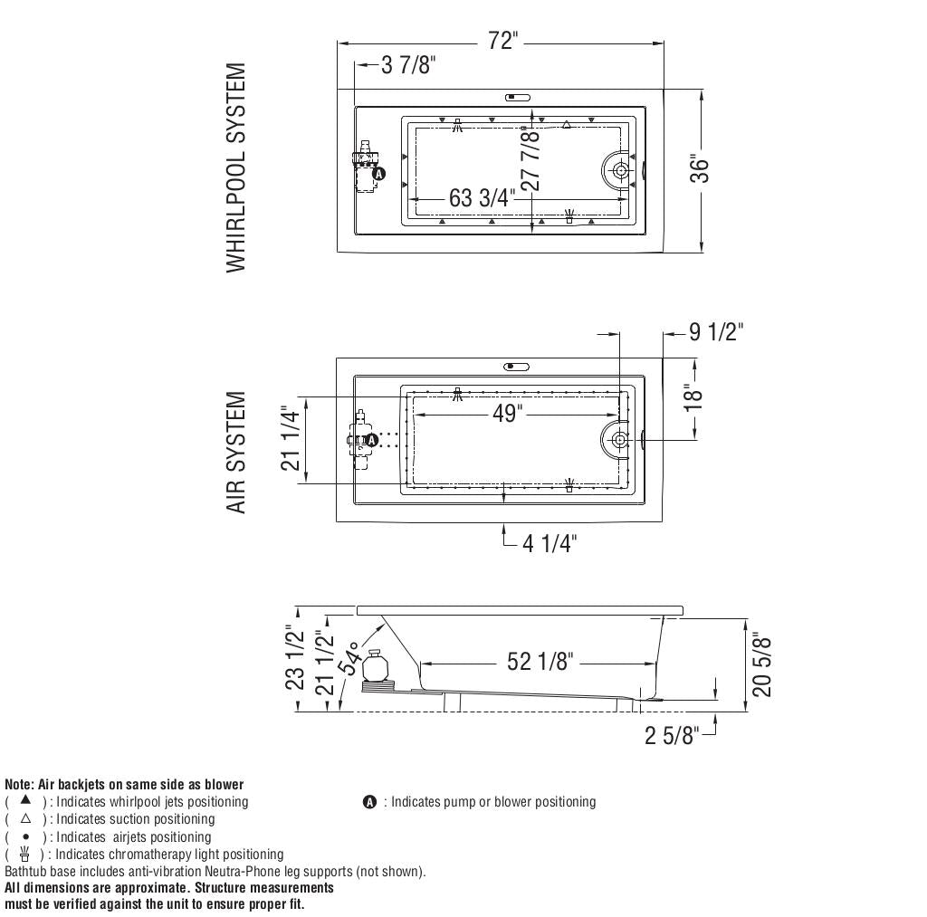 Aiiki 7236 Acrylic Drop-in End Drain Bathtub in White