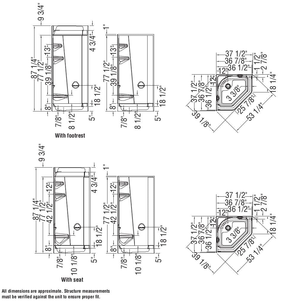 Freestyle 37 Neo-Angle 37 x 37 Acrylic Corner Center Drain One-Piece Shower in White