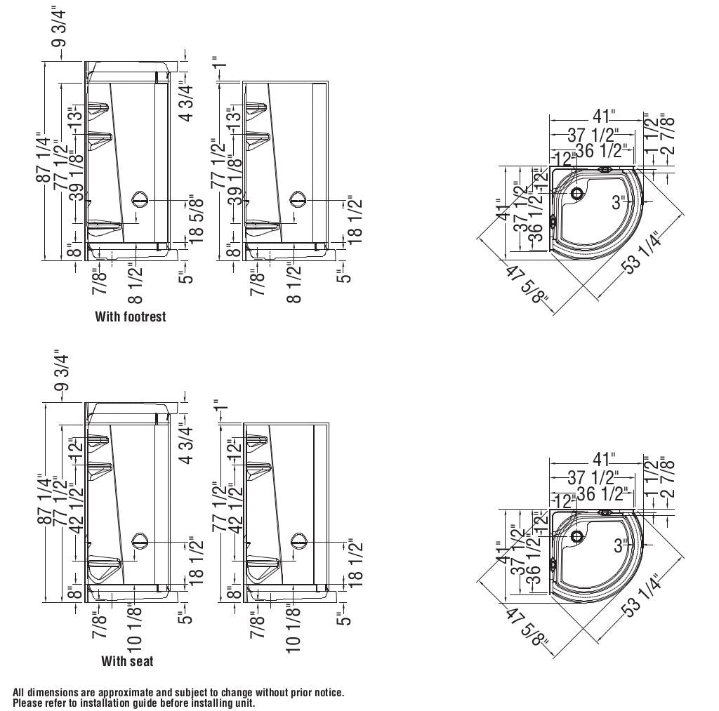 Freestyle 37 Round 37 x 37 Acrylic Corner Center Drain One-Piece Shower in White
