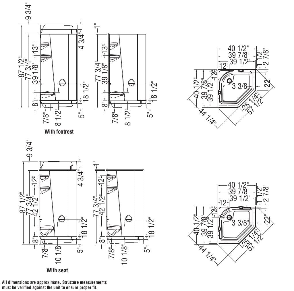 Freestyle 40 Neo-Angle 40 x 40 Acrylic Corner Center Drain Two-Piece Shower in White