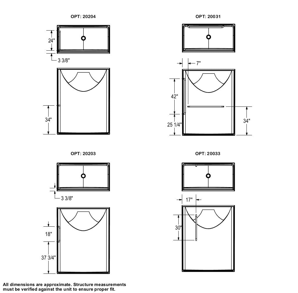 Outlook BFS-60F AcrylX Alcove Center Drain One-Piece Shower in White