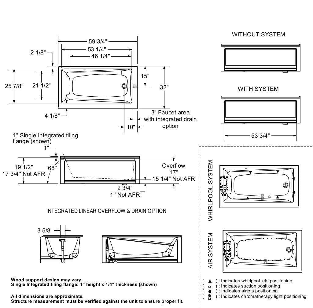 Exhibit 6032 IFS Acrylic Alcove Left-Hand Drain Bathtub in White