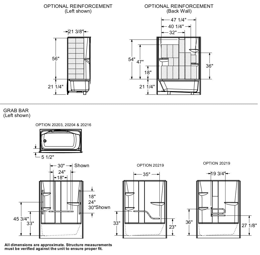 Camelia TS-6032 Acrylic Alcove Left-Hand Drain Two-Piece Tub Shower in White