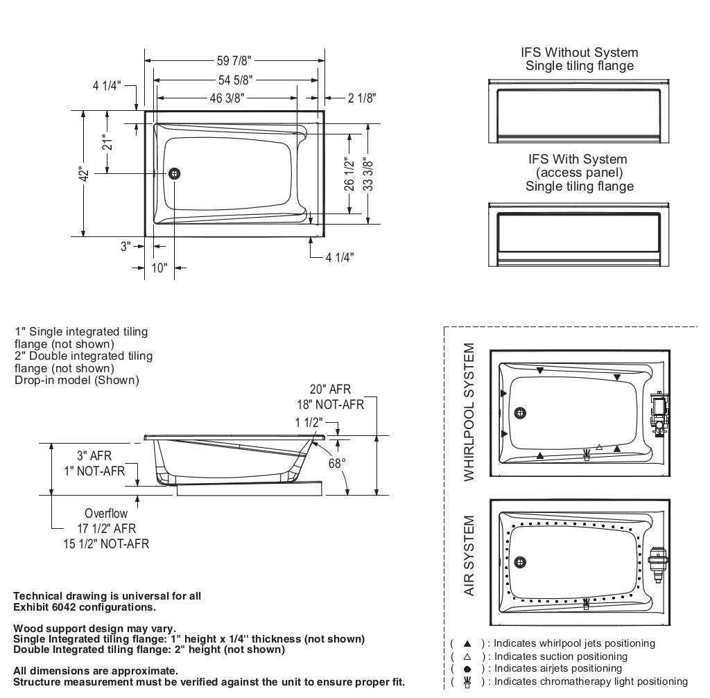 Exhibit 6042 IF DTF Acrylic Alcove Left-Hand Drain Bathtub in White