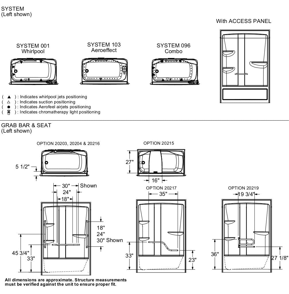 Allia TSR-6032 Acrylic Alcove Left-Hand Drain One-Piece Tub Shower in White