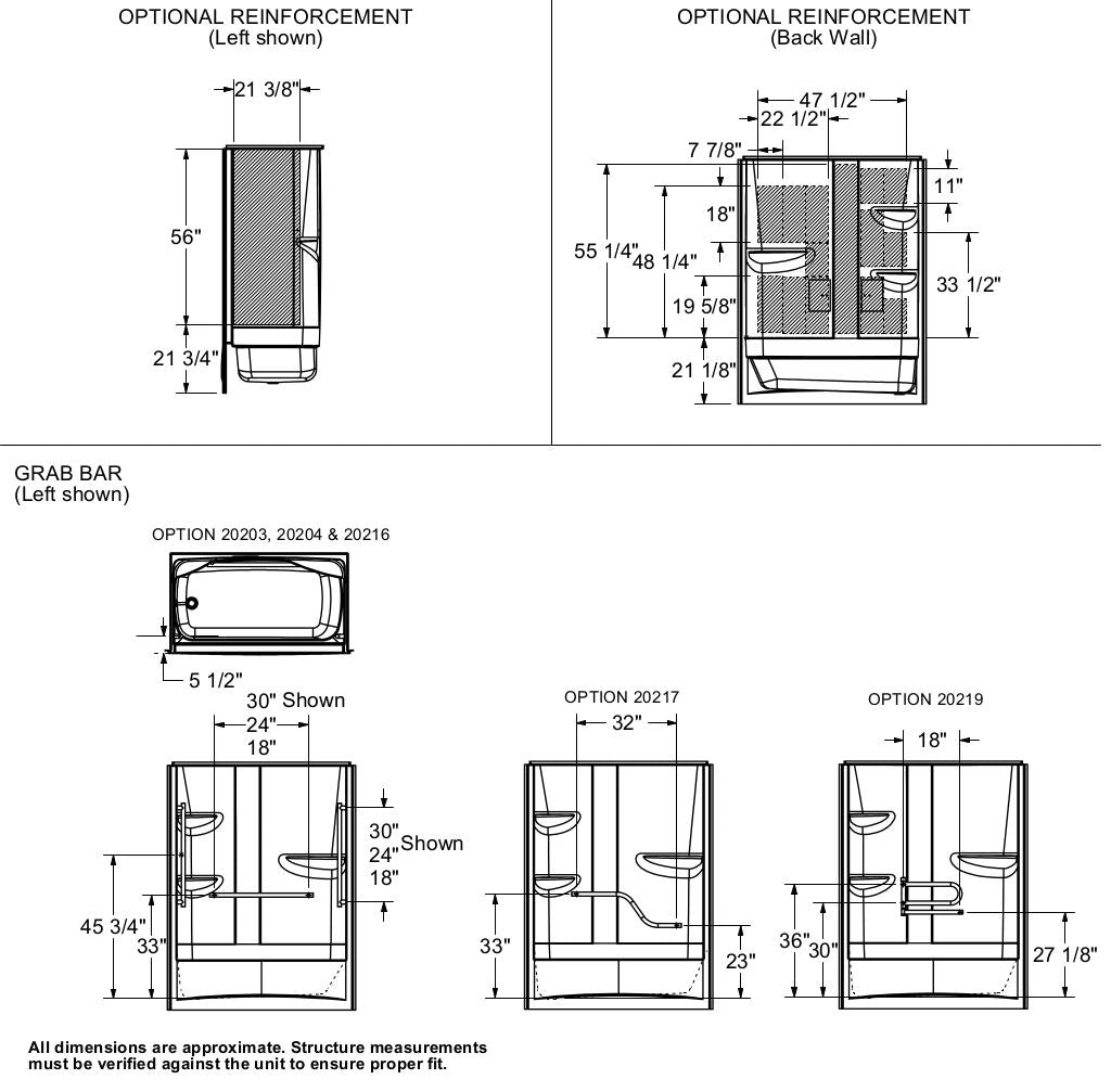Allia Access TS-6032 Acrylic Alcove Left-Hand Drain Two-Piece Tub Shower in White