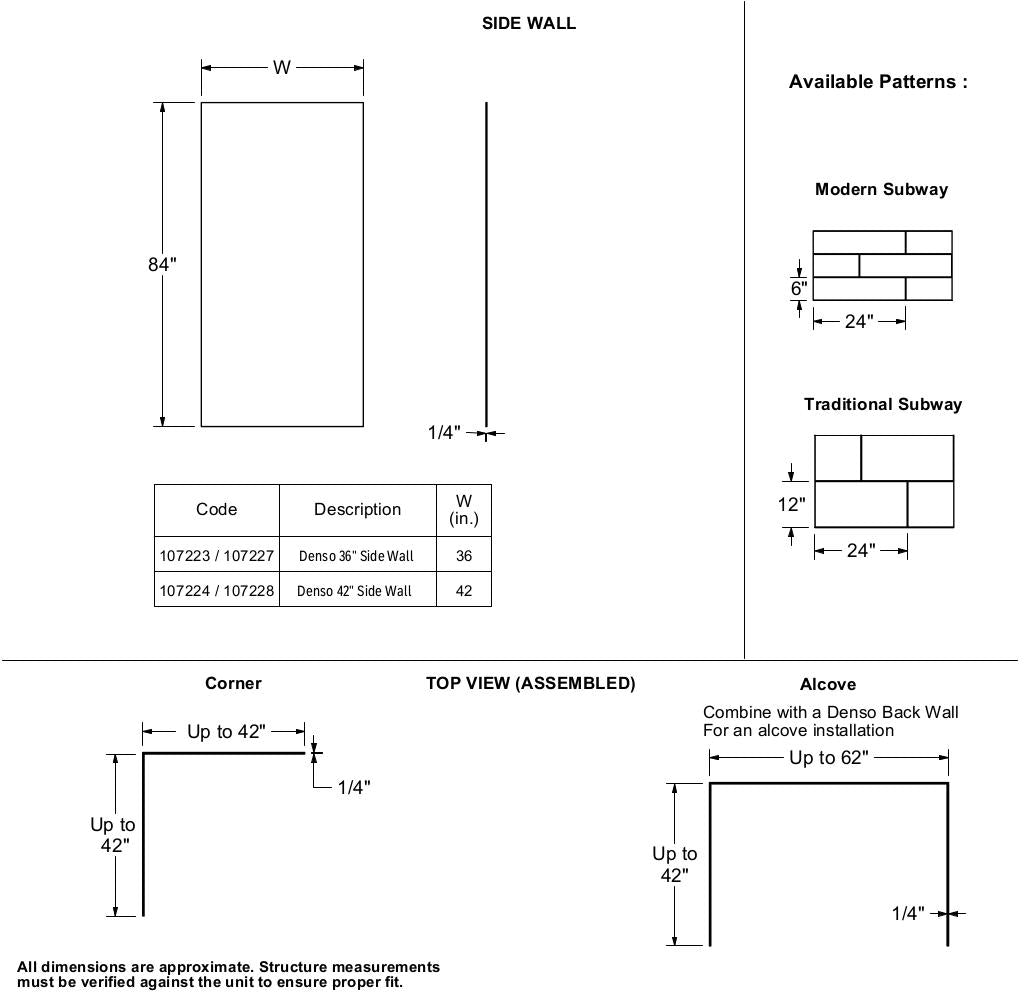 Denso 42 in. Solid Surface Glue up Two-Piece Wall Kit in White