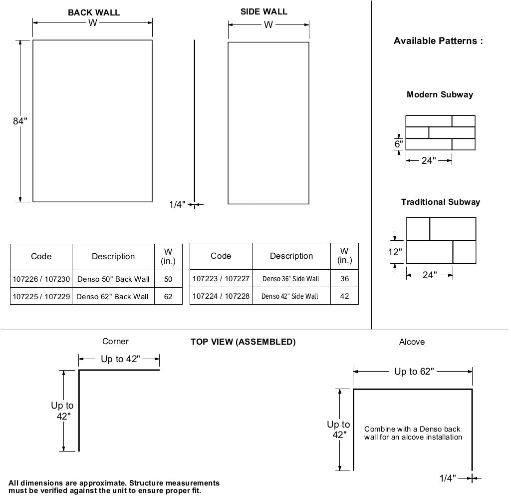 Denso 50 in. Solid Surface Glue up Back Wall in White