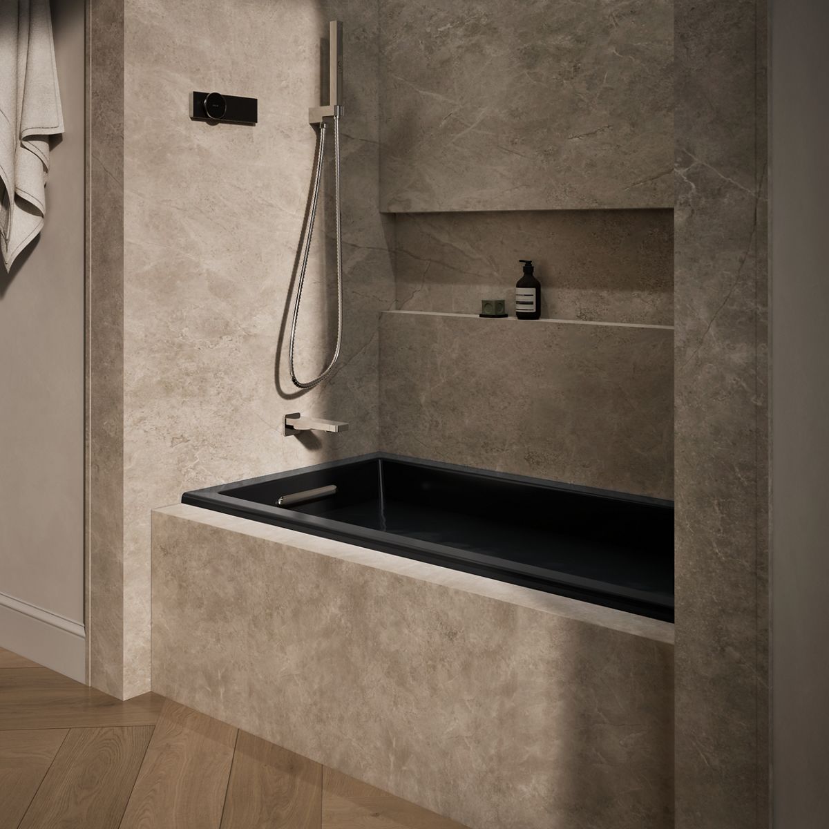 Underscore® 60" x 30" alcove bath with Bask® heated surface, left drain
