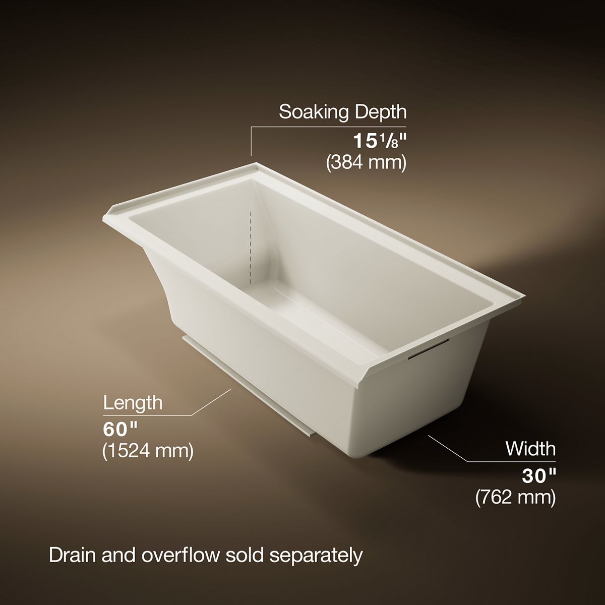 Underscore® 60" x 30" alcove bath, right drain