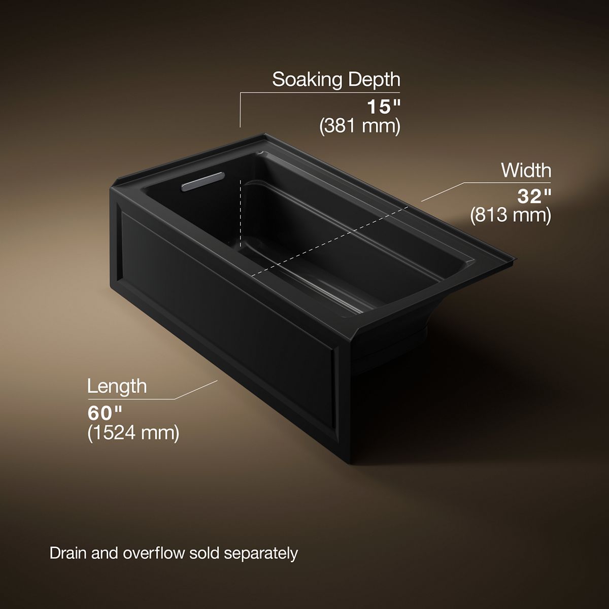 Archer® 60" x 32" alcove Heated BubbleMassage™ air bath, left drain