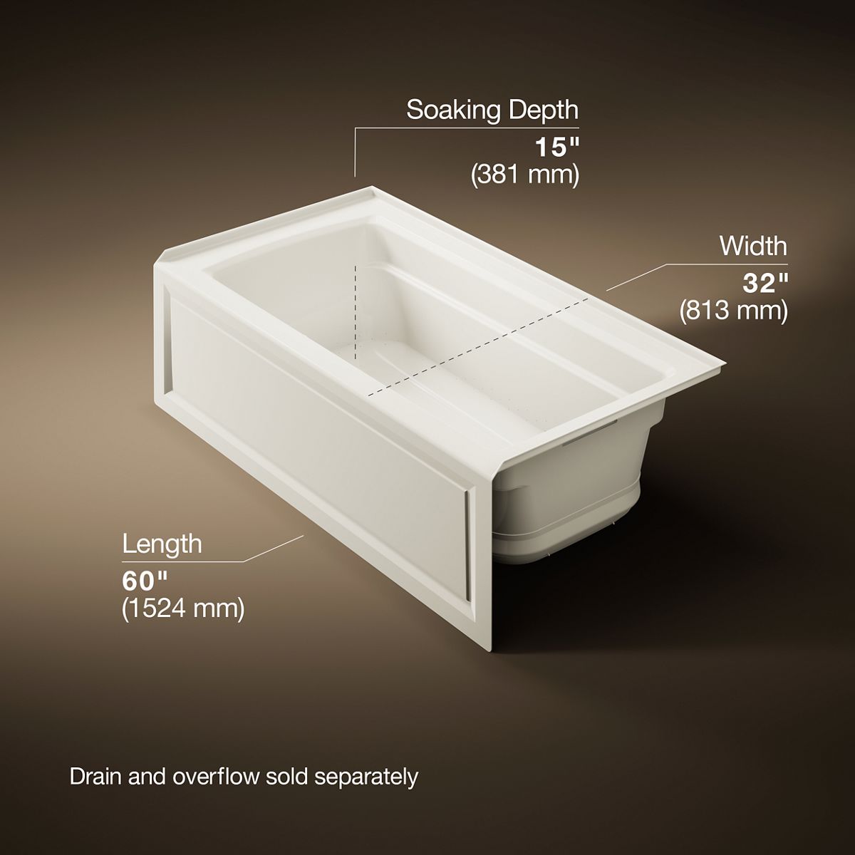 Archer® 60" x 32" alcove Heated BubbleMassage™ air bath, right drain