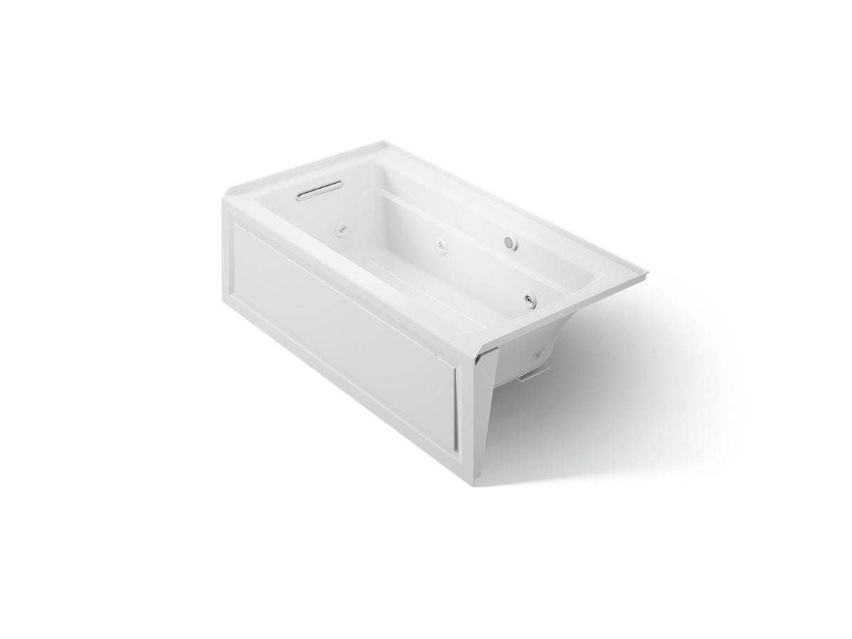 Archer® 60" x 32" alcove whirlpool bath with Bask® heated surface, alcove left drain