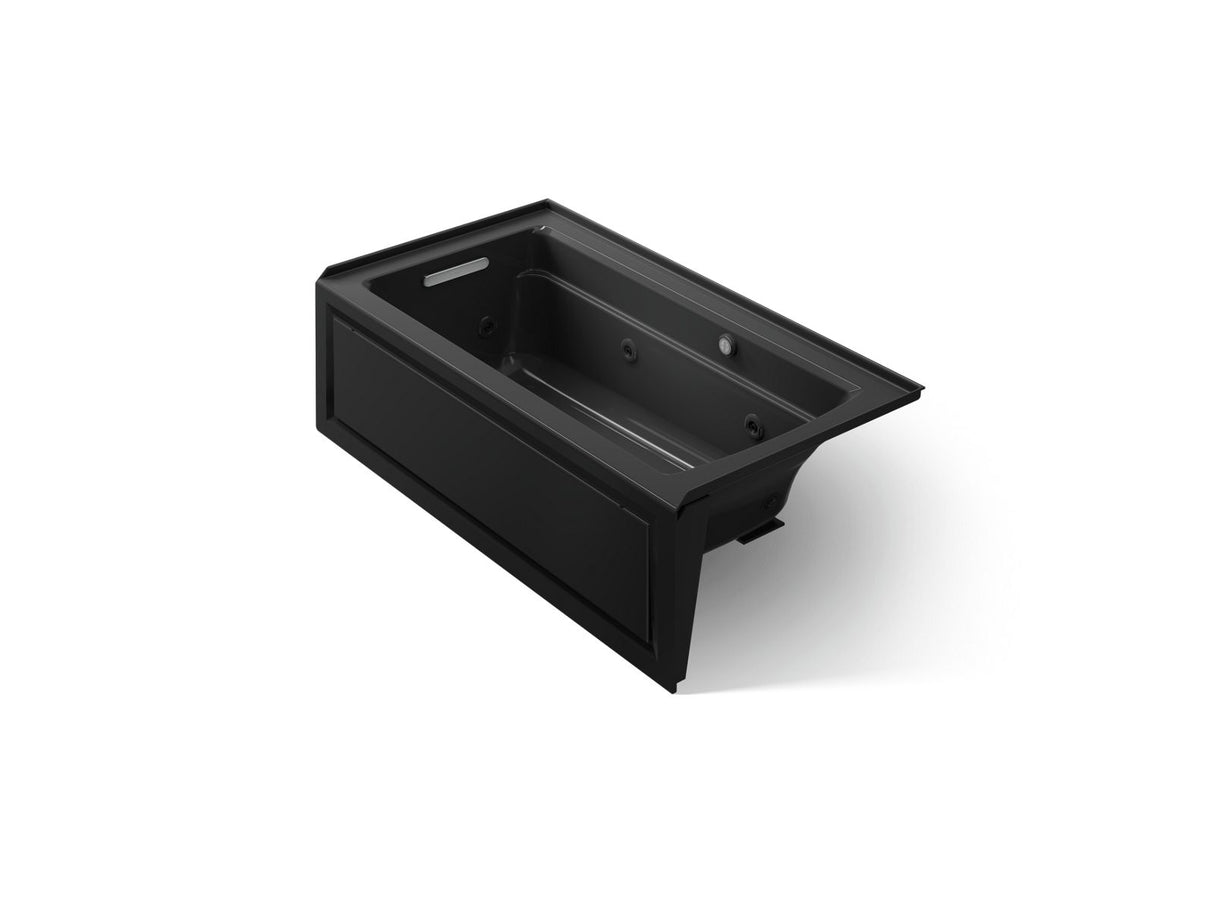 Archer® 60" x 32" alcove whirlpool bath with Bask® heated surface, alcove left drain