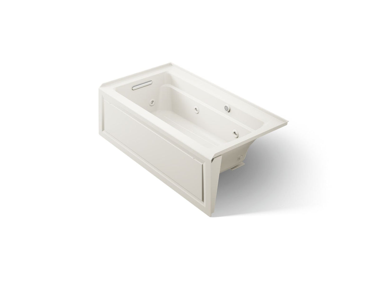 Archer® 60" x 32" alcove whirlpool bath with Bask® heated surface, alcove left drain