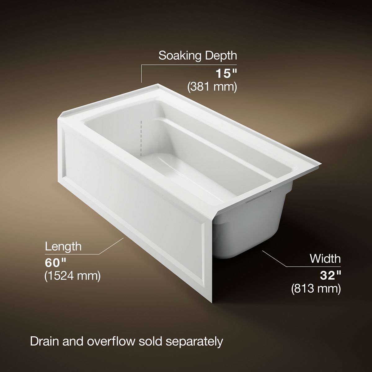 Archer® 60" x 32" alcove bath, right drain