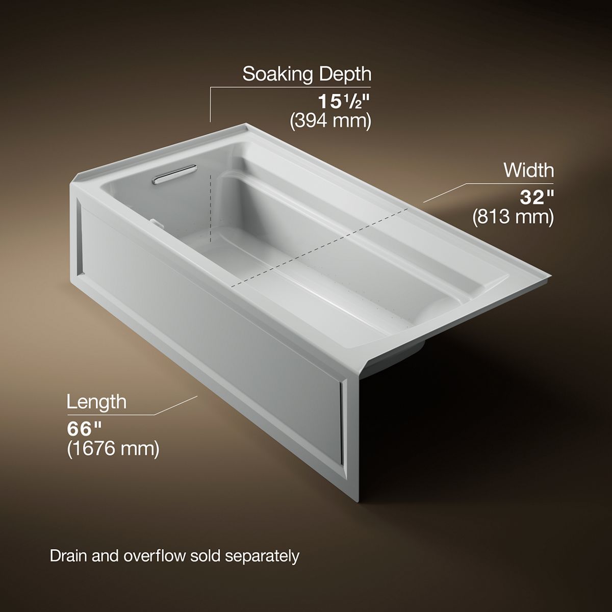 Archer® 72" x 36" alcove Heated BubbleMassage™ air bath, left drain