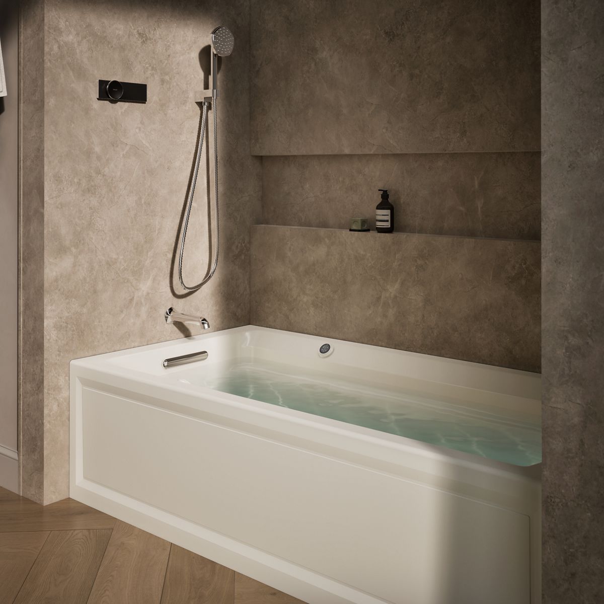 Archer® 72" x 36" alcove Heated BubbleMassage™ air bath with Bask® heated surface, left drain