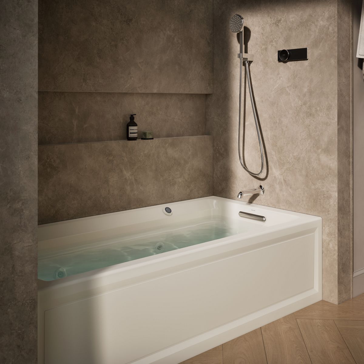 Archer® 72" x 36" alcove whirlpool bath with Bask® heated surface, right drain