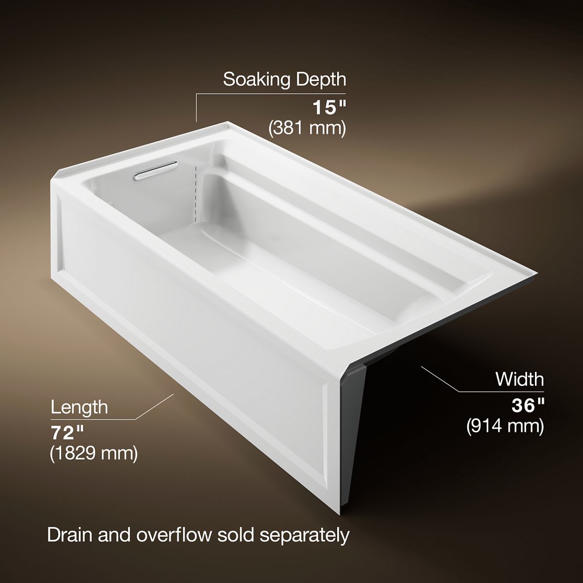 Archer® 72" x 36" alcove bath, left drain