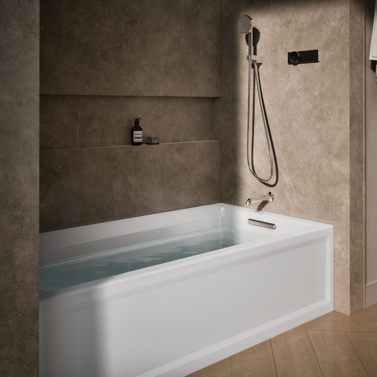 Archer® 72" x 36" alcove bath with Bask® heated surface, alcove, right drain