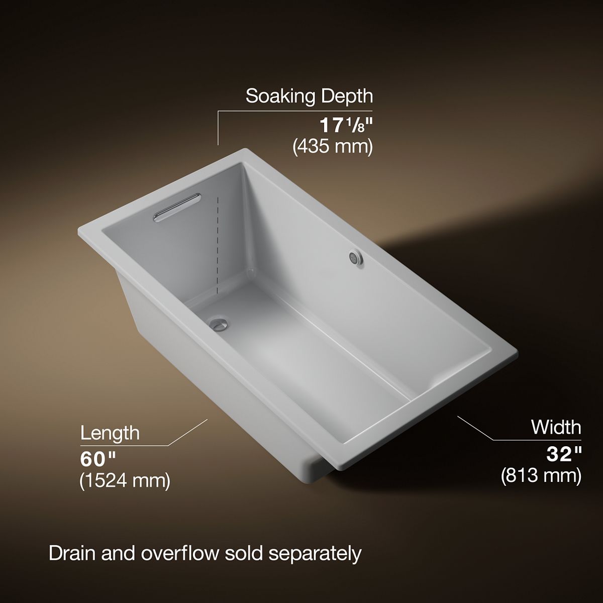 Underscore® 60" x 32" drop-in bath with Bask® heated surface