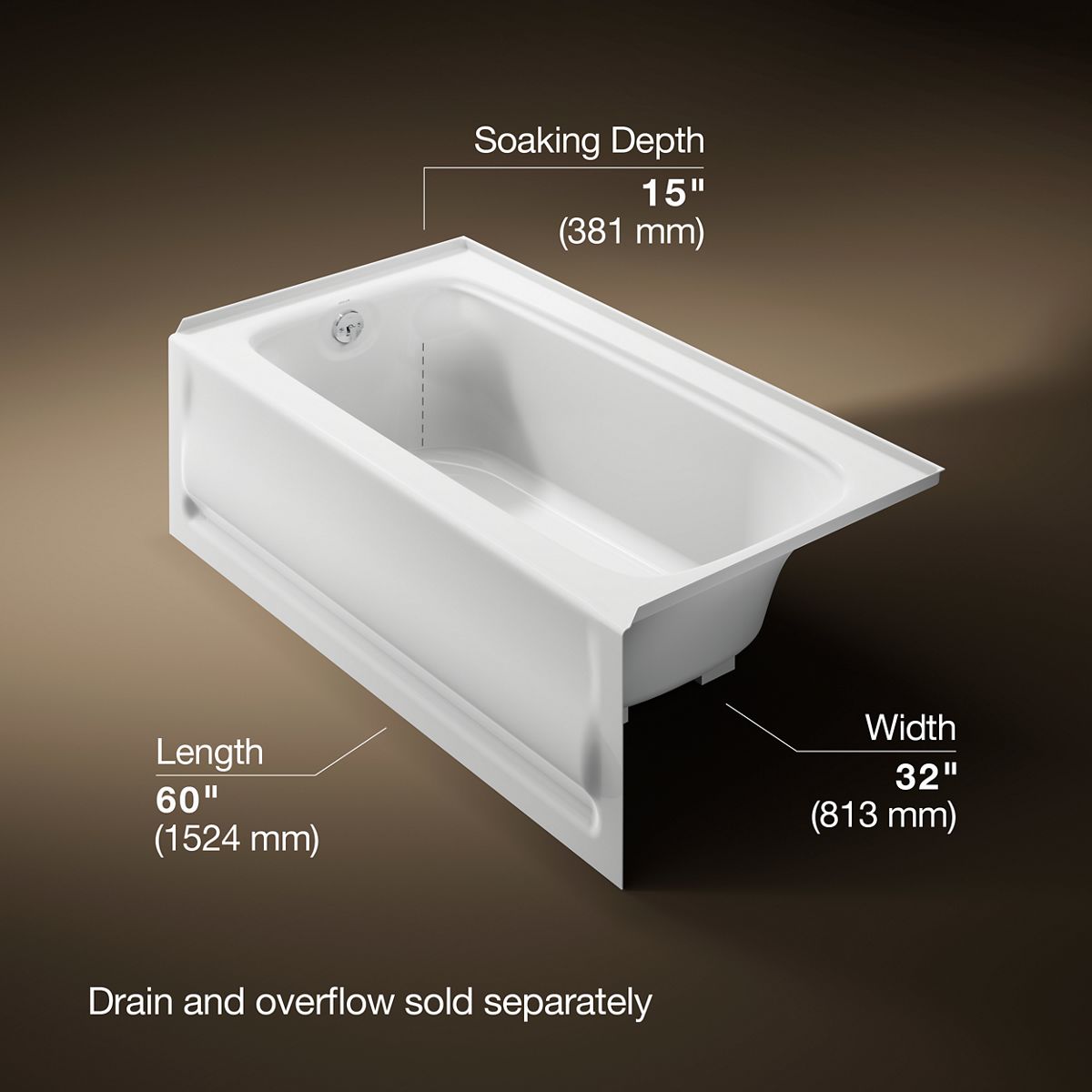 Bancroft® 60" x 32" alcove bath, left drain