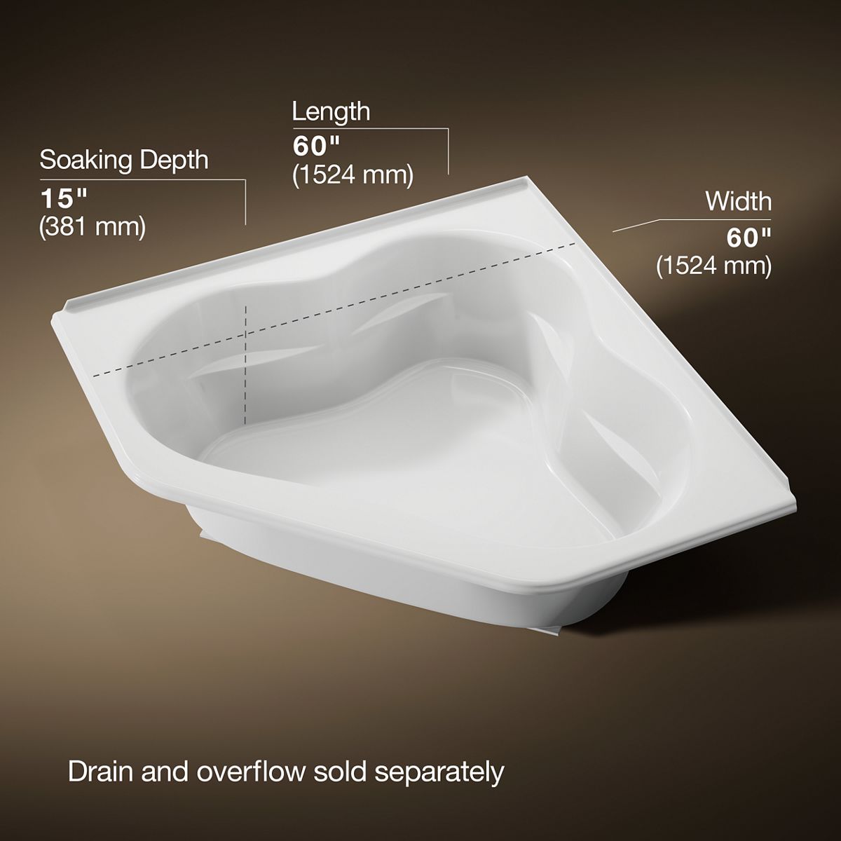 Tercet® 60" x 60" corner bath
