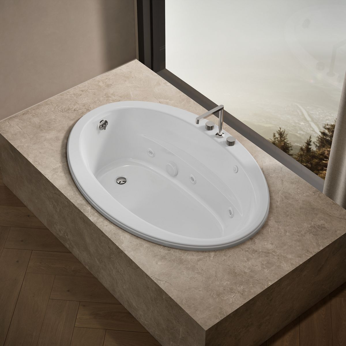 Sunward® 60" x 42" drop-in whirlpool bath