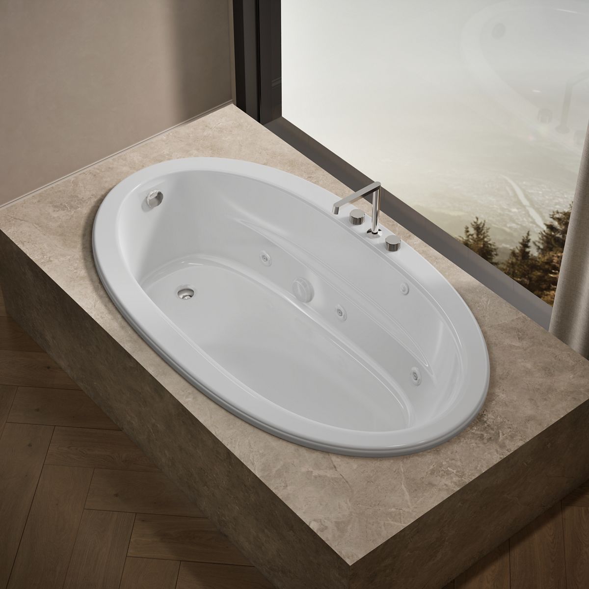 Sunward® 72" x 42" drop-in heated whirlpool bath