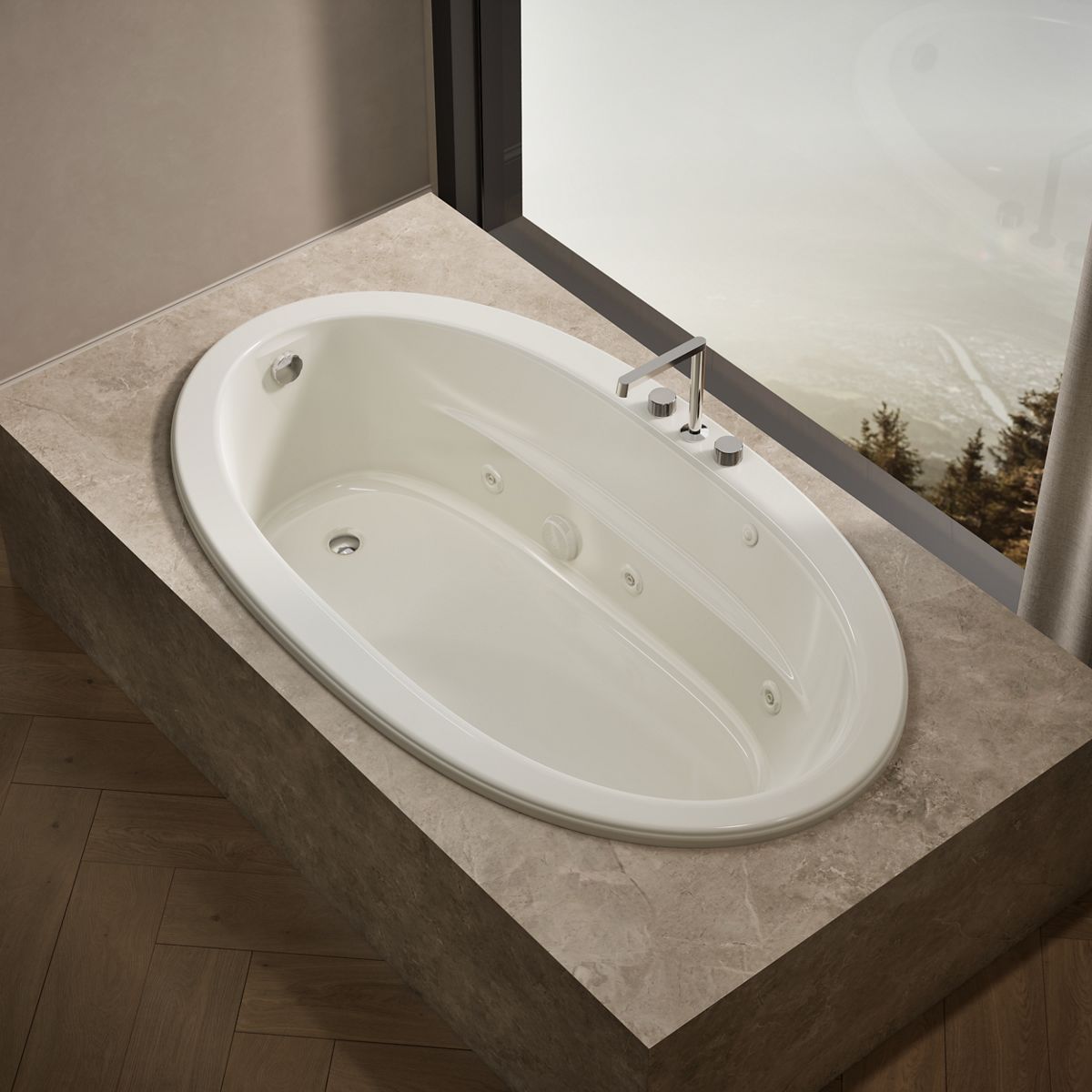Sunward® 72" x 42" drop-in heated whirlpool bath