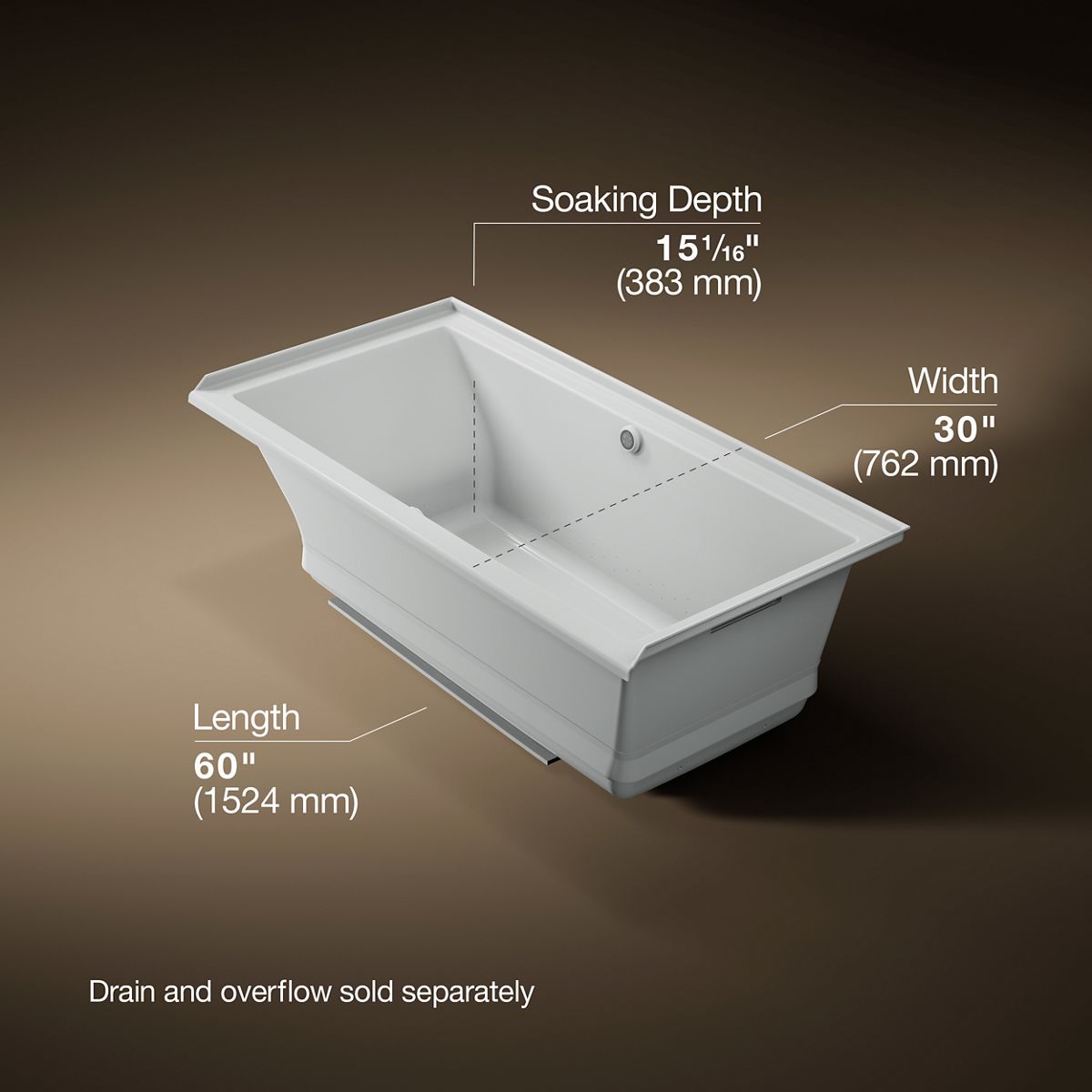 Underscore® 60" x 30" alcove Heated BubbleMassage™ air bath with Bask®, right drain