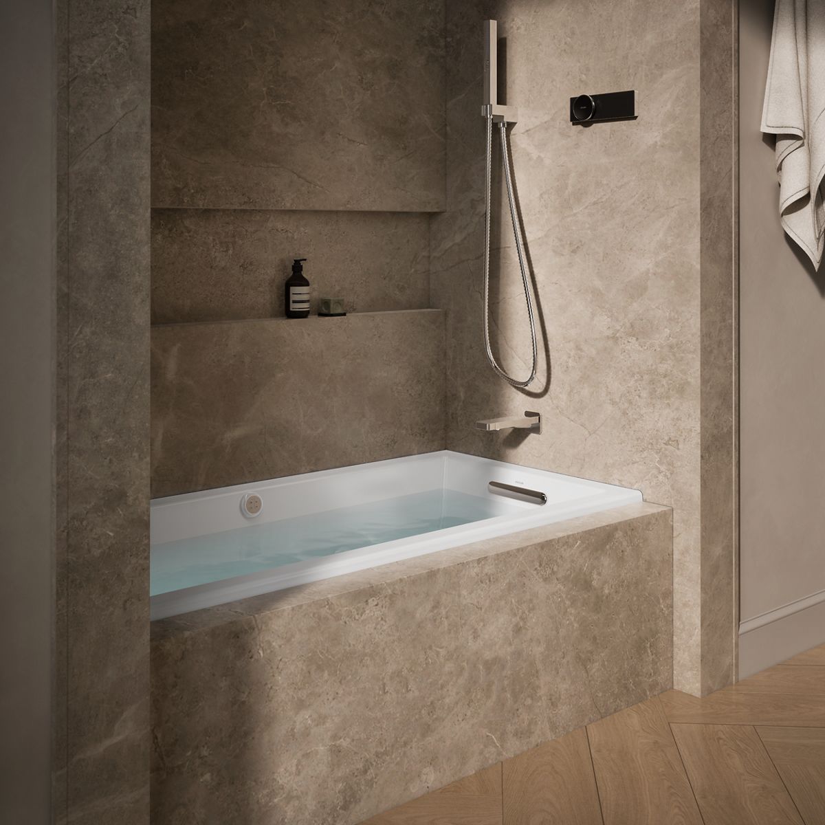 Underscore® 60" x 30" alcove Heated BubbleMassage™ air bath with whirlpool, right drain