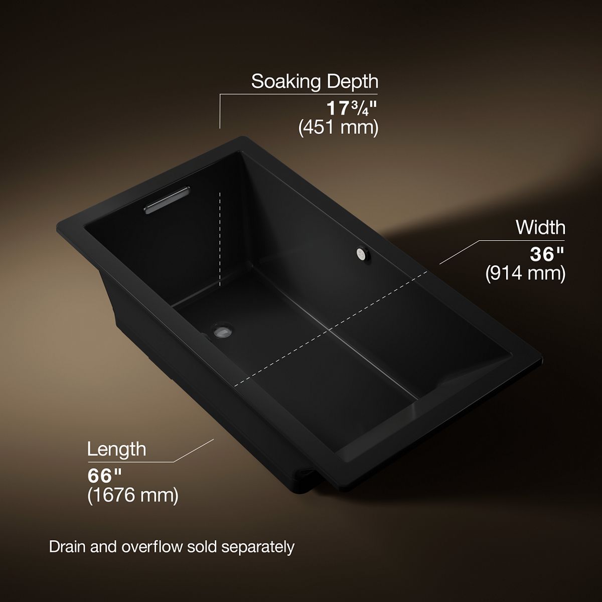 Underscore® 66" x 36" drop-in Heated BubbleMassage™ air bath