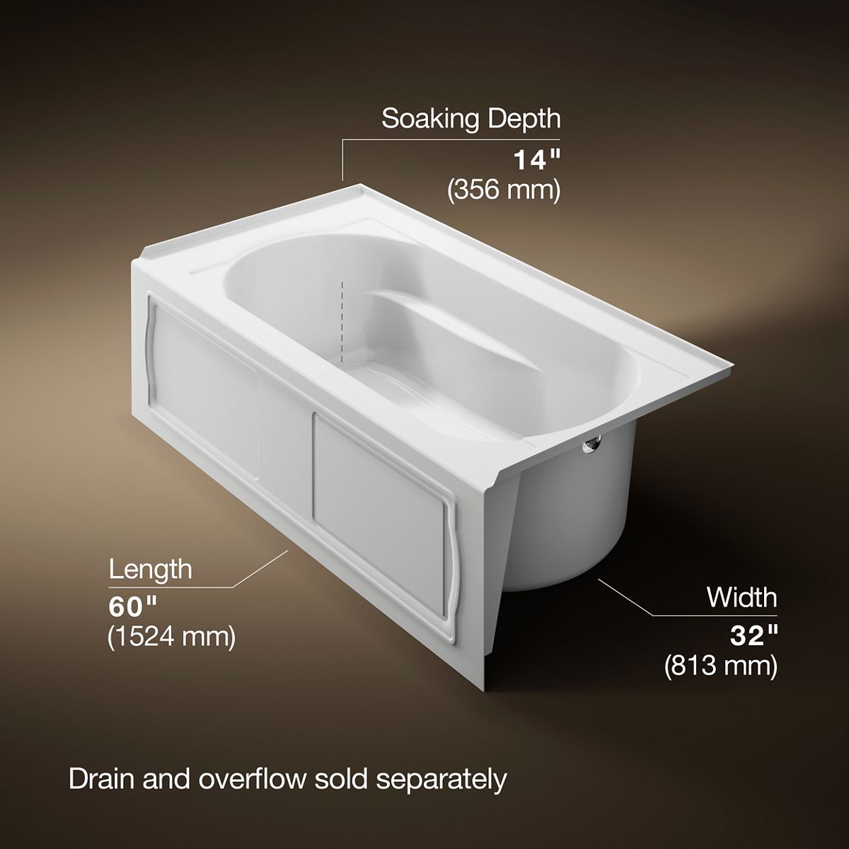 Devonshire® 60" x 32" alcove bath, right drain