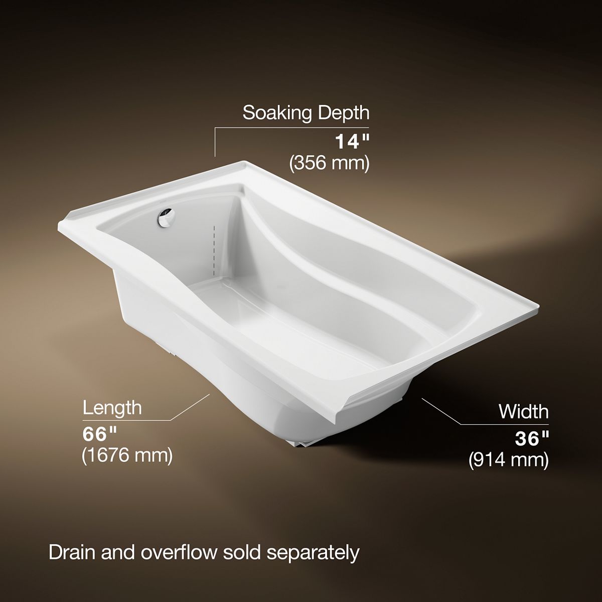 Mariposa® 66" x 36" alcove bath, left drain