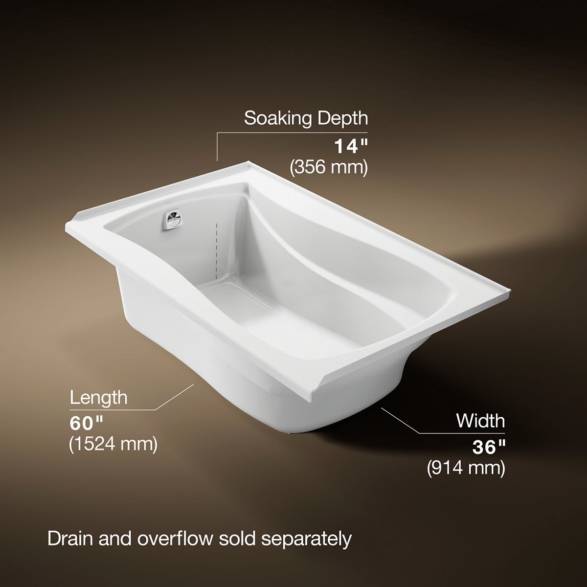 Mariposa® 60" x 36" alcove bath, left drain