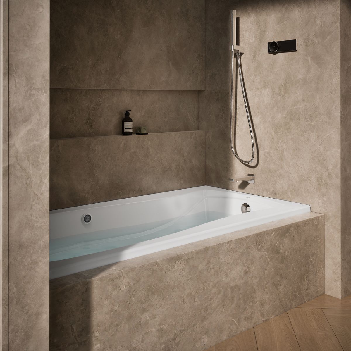 Mariposa® 72" x 36" alcove Heated BubbleMassage™ air bath, right drain
