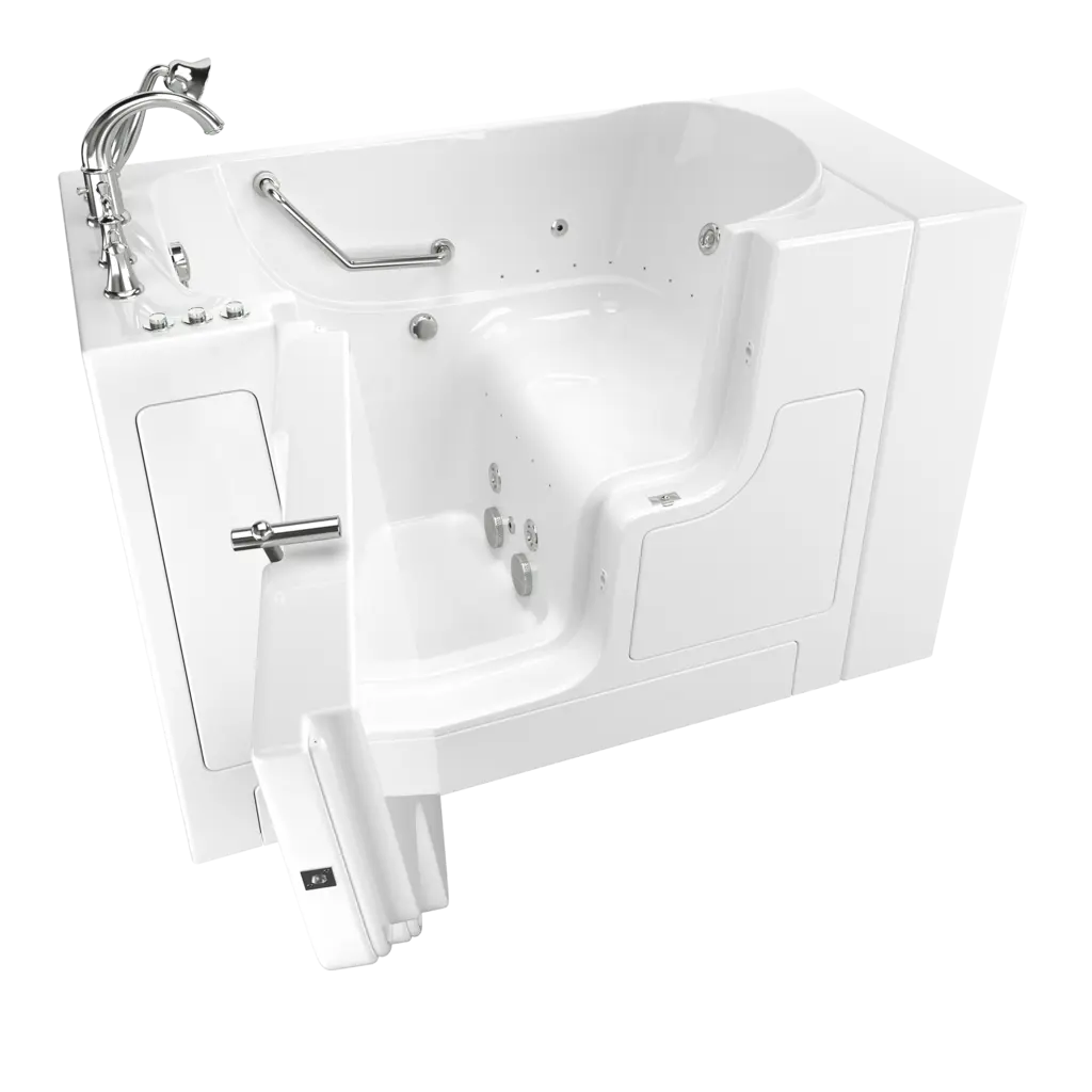 Gelcoat Value Series 30 x 52-Inch Walk-in Tub With Combination Air Spa and Whirlpool Systems - Right-Hand Drain With Faucet