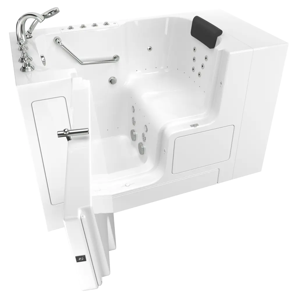 Gelcoat Premium Series 32 x 52-Inch Walk-in Tub With Combination Air Spa and Whirlpool Systems - Left-Hand Drain With Faucet