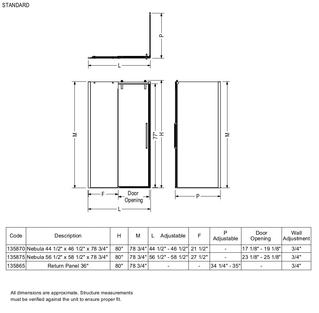 Nebula Return Panel for 36 in. Base with Clear glass in Chrome
