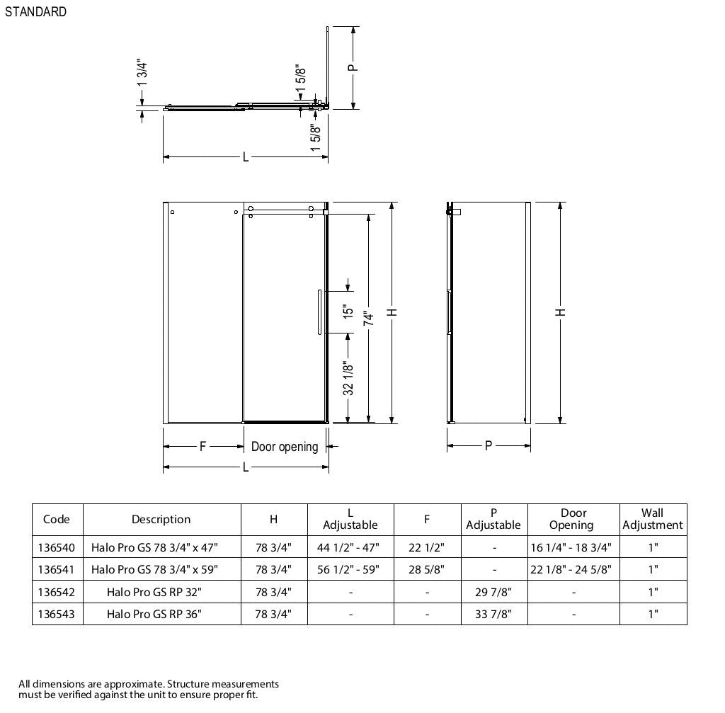 Halo Pro GS Return Panel for 32 in. Base with GlassShield glass in Chrome