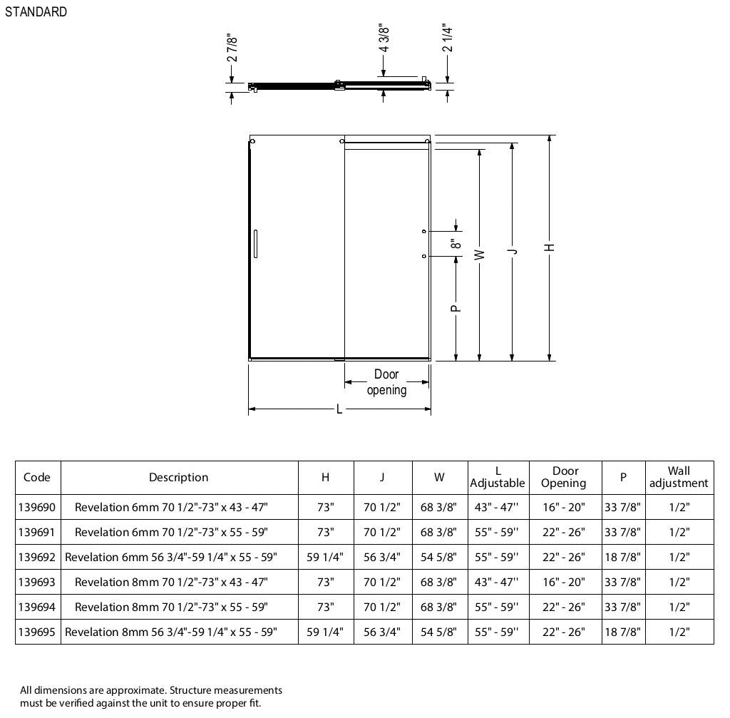 Revelation Round 56-59 in. x 70 ½-73 in. 6 mm Bypass Shower Door for Alcove Installation with Clear glass in Chrome