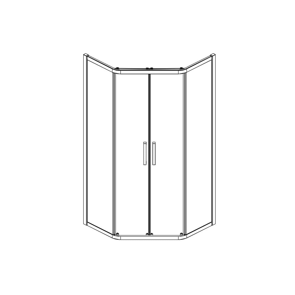 Radia Neo-angle 36 x 36 x 71 ½ in. 6 mm Sliding Shower Door for Corner Installation with Clear glass in Chrome