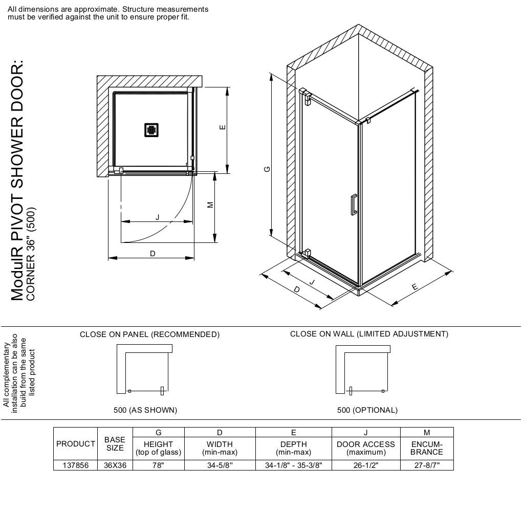 Maax ModulR Corner Pivot Shower Door 36 x 36 x 78 in. - image 9
