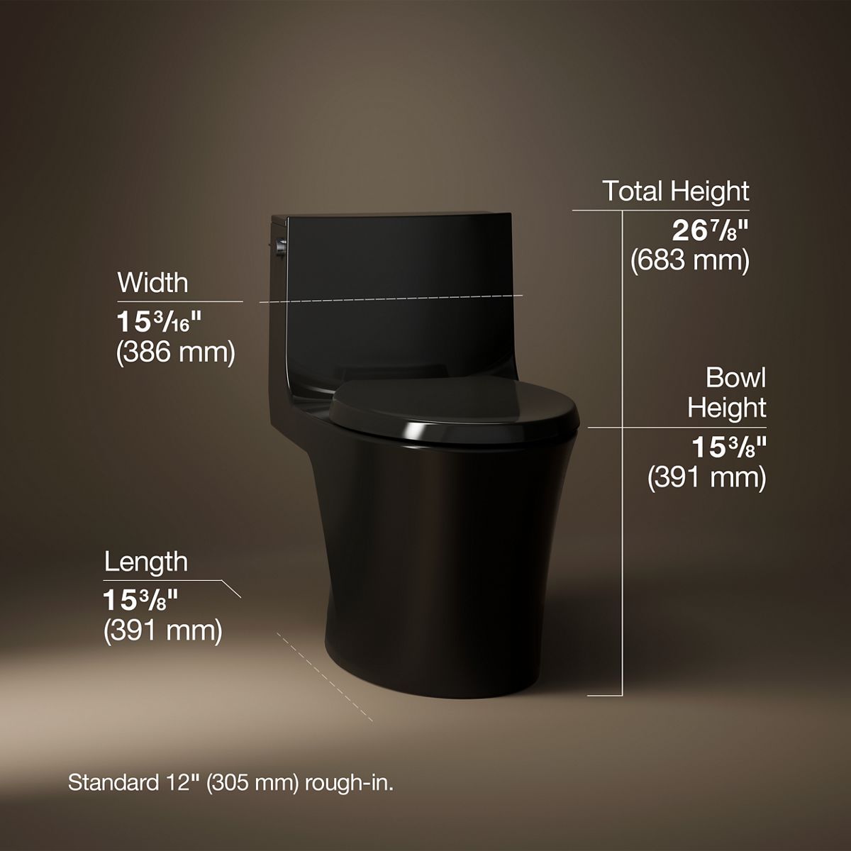 Veil® One-piece elongated toilet with skirted trapway, dual-flush