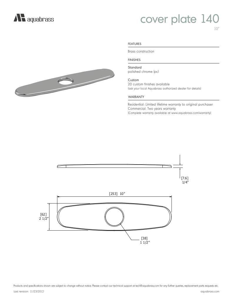Aquabrass 10-Inch Faucet Cover Plate 140 - image 3
